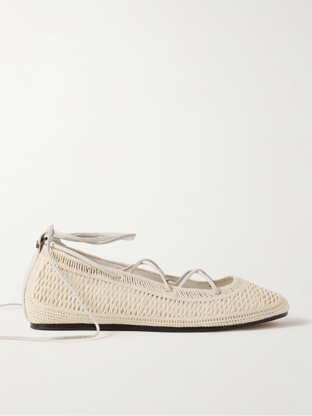 NWT Isabel Marant Crochet Lace-Up Ballet Flat in Cream 41 US 11